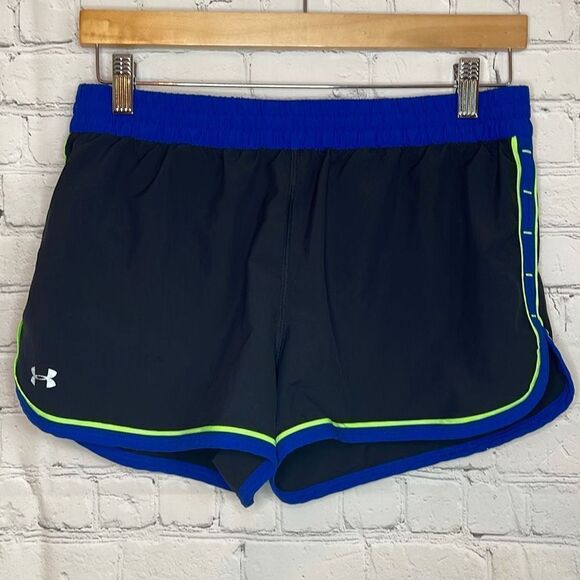 Under Armour Blue Black Athletic Running Shorts size Medium - Picture 1 of 6